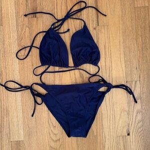 Navy Blue Triangle Bikini Set